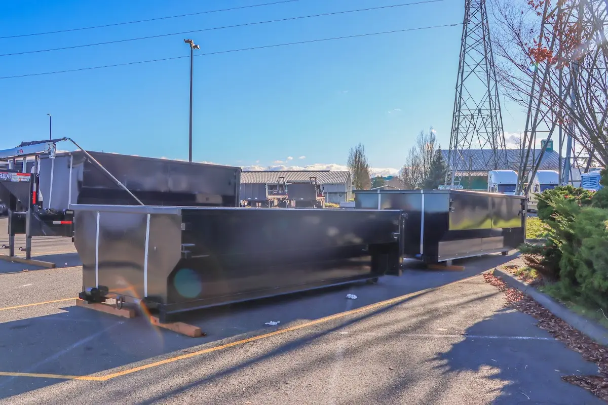 Roll-off dumpster ready for waste disposal at job site for Demolition Dumpster Rental in South Orange Village